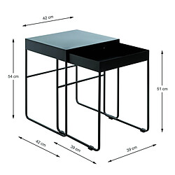 Acheter Pegane Lot de 2 tables d'appoints en métal coloris noir