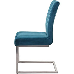 Acheter Decoshop26 Lot de 2 chaises de salle à manger chaise de conférence en acier inoxydable brossé velours bleu turquoise CDS04485