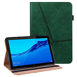 Etui en PU ligne de couture avec support et porte-cartes vert pour votre Huawei MediaPad T5 10.1