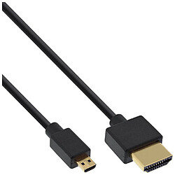 NEDIS Câble HDMI haute vitesse InLine® avec Ethernet, types A à D, ultra-plat, noir / or, 1 m