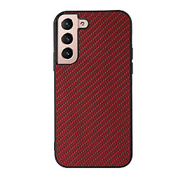 Coque en TPU + PU texture en fibre de carbone rouge pour votre Samsung Galaxy S22