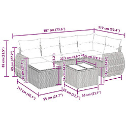 vidaXL Salon de jardin 7 pcs avec coussins noir résine tressée pas cher