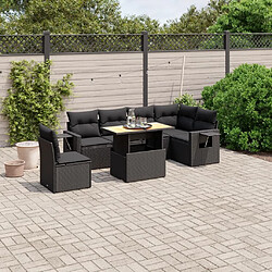 Maison Chic Ensemble Tables et chaises d'extérieur 7pcs avec coussins,Salon de jardin noir résine tressée -GKD801346