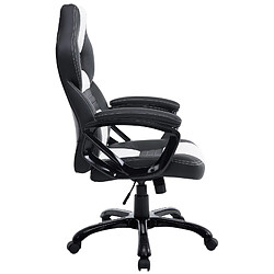 Avis Decoshop26 Fauteuil de bureau gaming sur roulettes mécanisme d'inclinaison en PVC noir / blanc et plastique 10_0002594