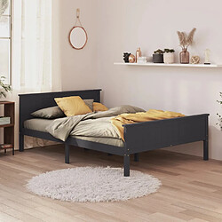 vidaXL Cadre de lit sans matelas bois massif de pin gris 140x200 cm