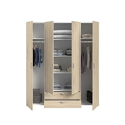 But Armoire 4 portes 2 tiroirs DAILY imitation chêne pas cher