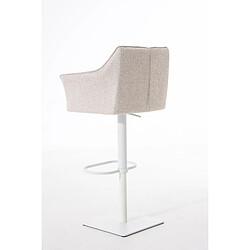 Acheter Decoshop26 Tabouret de bar chaise haute de comptoir couture carrées assise en tissu crème cadre en métal blanc 10_0004753