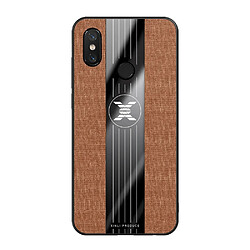 Wewoo Coque Souple Pour Xiaomi Mi 8 XINLI tissu cousu Texture TPU antichoc étui de protection brun