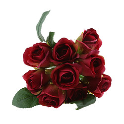 Main attachée 9 têtes roses artificielles bouquet de simulation décoration florale vin