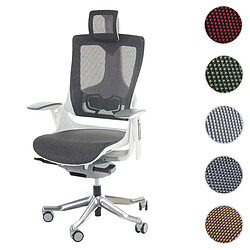 Mendler Fauteuil de bureau MERRYFAIR Wau 2, chaise pitovante, rembourrage / filet, ergonomique ~ blanc/noir