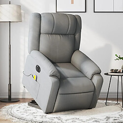 Maison Chic Fauteuil Relax pour salon, Fauteuil inclinable de massage électrique Gris clair Tissu -GKD68452