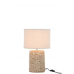 Dansmamaison Pied De Lampe + Abat-Jour Tresse Epaisse Beton/Coton Naturel Small