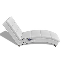 Maison Chic Chaise longue de massage| Bain de soleil Relax | Transat Blanc Similicuir -GKD96519