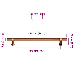 vidaXL Poignées d'armoire 5 pcs bronze 192 mm acier inoxydable pas cher