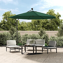 Maison Chic Parasol Jardin | Parasol avec éclairage LED 300 cm Poteau en métal Vert - GKD74779