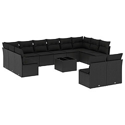 Maison Chic Salon de jardin avec coussins 13 pcs | Ensemble de Table et chaises | Mobilier d'Extérieur noir résine tressée -GKD88999