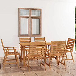 Maison Chic Salon de jardin de salle à manger 7 pcs,Table et Chaises d'extérieur,Mobilier de jardin Bois d'acacia solide -MN13883