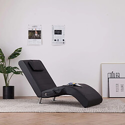 Maison Chic Chaise longue de massage avec oreiller| Bain de soleil Relax | Transat Noir Similicuir -GKD97107