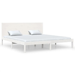 Maison Chic Lit Moderne Chambre - Cadre/structure de lit pour adulte Blanc Bois massif 180x200 cm Super King -MN88768