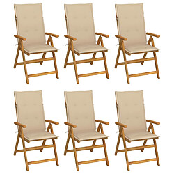 vidaXL Chaises pliables de jardin lot de 6 avec coussins Bois d'acacia