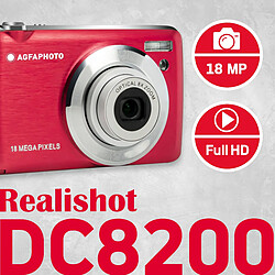 AgfaPhoto Appareil Photo Numérique Compact Agfa Photo Realishot DC8200RD Red Housse + Carte SD 16Go incluses