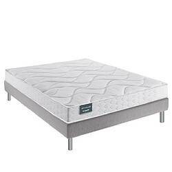 Inside 75 Ensemble Dunlopillo 160*200 cm EUGEN 1 18 cm matelas sommier déco jeu de 4 pieds gris