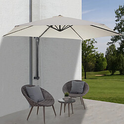 Decoshop26 Parasol mural pour balcon terrasse avec mât inclinable 3m polyester aluminium/acier 9kg couleur crème 04_0005634