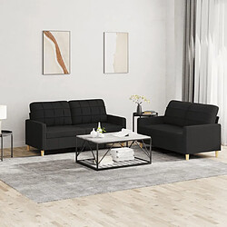 Maison Chic Ensemble de canapés 2 pcs avec coussins, Canapé droit Sofa pour Salon Noir Tissu -GKD332281