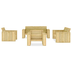 vidaXL Salon de jardin 5 pcs Bois de pin imprégné