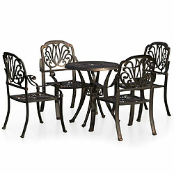 Maison Chic Table de bistro et chaises d'extérieur 5 pcs,Ensemble de bistro de jardin pour relax Aluminium coulé Bronze -GKD854221