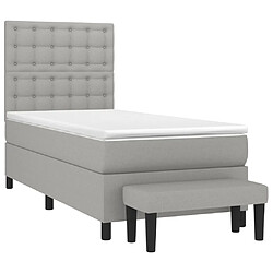 Avis Maison Chic Lit adulte- Lit + matelas,Sommier à lattes de lit et matelas Gris clair 90x190 cm Tissu -GKD30967