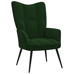 Maison Chic Chaise de relaxation | Fauteuil relax avec repose-pied Vert foncé Velours -GKD21644 pas cher