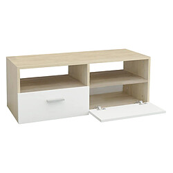 Avis ML-Design Meuble bas TV en agglomeré MDF buffet blanc/naturel matériel montage 95x36x35 cm