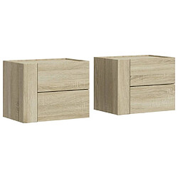 vidaXL Tables de chevet murales 2 pcs chêne sonoma 45x30x35 cm