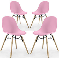 ICONIK INTERIOR Chaise de Salle à Manger - Design Scandinave - Pieds en Bois - Lot de 4 - Skögur Rose Clair