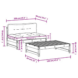 vidaXL Salon de jardin 2 pcs avec coussins marron miel bois massif pas cher