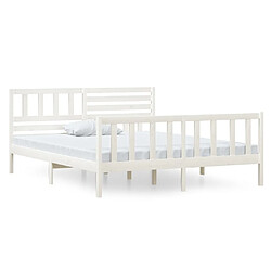 vidaXL Cadre de lit sans matelas blanc bois massif