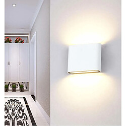 Stoex 6W Applique Murale Intérieur Extérieur Lampe Murale Aluminium Eclairage Up and Down Conception Moderne Blanc Chaud pour Chambre Maison Couloir Salon Escalier (Blanc)