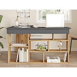 Vente-Unique Bureau d'angle avec rangements - Coloris : Anthracite et naturel - LILEUL