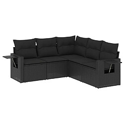 Maison Chic Salon de jardin 5 pcs avec coussins | Ensemble de Table et chaises | Mobilier d'Extérieur noir résine tressée -GKD55289