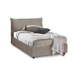 Autrement Talamo Italia Lit double Veronica avec conteneur, Made in Italy, en éco-cuir, 120x190 cm, avec ouverture frontale, Taupe, avec matelas inclus.