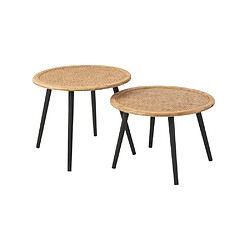 Inside 75 Set de 2 tables gigogne en Bois et Rotin Naturel 