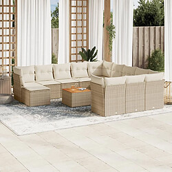 Maison Chic Salon de jardin avec coussins 13 pcs | Ensemble de Table et chaises | Mobilier d'Extérieur beige résine tressée -GKD43067