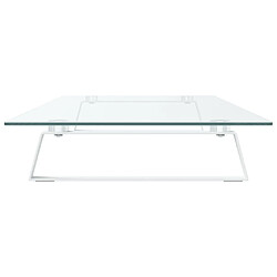 Acheter vidaXL Support de moniteur blanc 100x35x8 cm verre trempé et métal