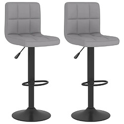 vidaXL Tabourets de bar lot de 2 gris clair tissu