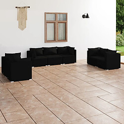 Maison Chic Salon de jardin 7 pcs + coussins - Mobilier/Meubles de jardin - Table et chaises d'extérieur Résine tressée Noir -MN26879