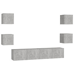 Maison Chic Ensemble de meubles TV 6 pcs | Banc TV Moderne pour salon | Meuble de Rangement - Gris béton Aggloméré -MN53759