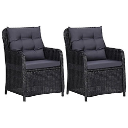 Maison Chic Lot de 2 Chaises de jardin,Fauteuil d'extérieur avec coussins Résine tressée Noir -MN40245