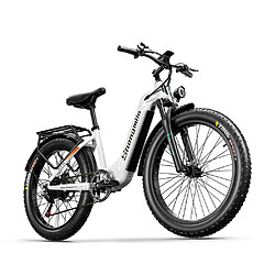 SHENGMILO MX06 vélo électrique 500W moteur 17.5AH Samsung batterie électrique 26 pouces Blanc VTT