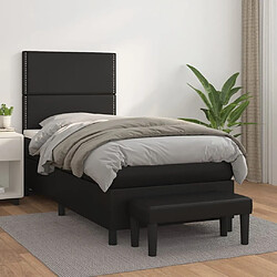 Maison Chic Lit Adulte - Lit simple Lit à sommier tapissier avec matelas moelleux - Meuble de Chambre - Noir 90x200 cm Similicuir -MN47358